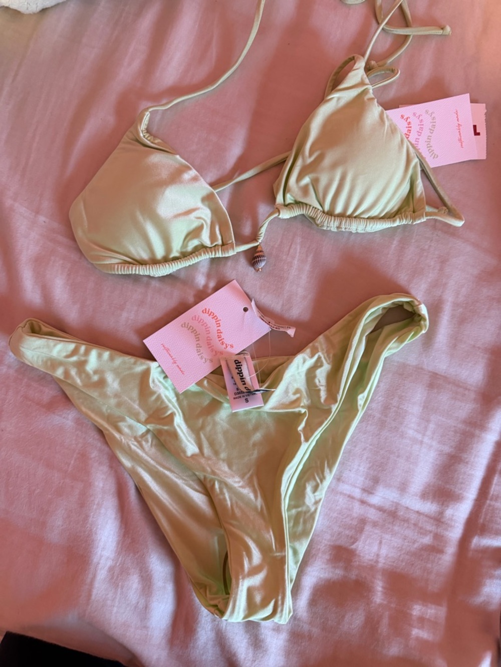 Dippin' Daisy's Green Palm Triangle Bikini Set small